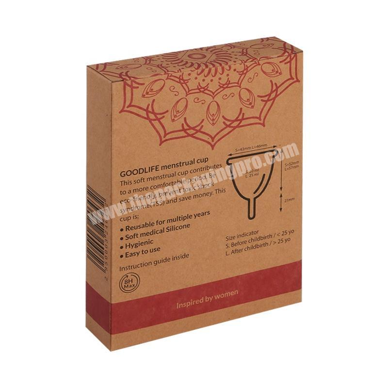 Eco friendly kraft paper custom product women menstrual cup box packaging
