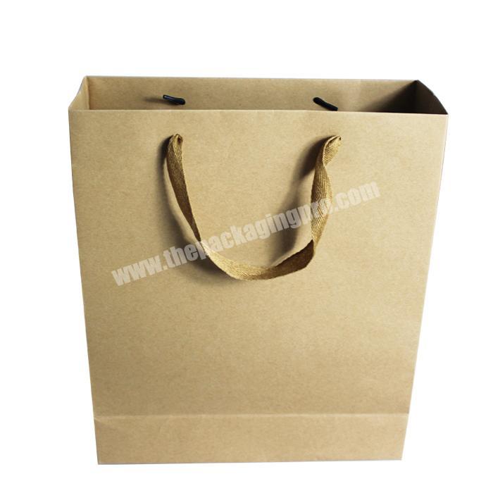 Eco-friendly recycle personalized plain brown kraft paper bag with twisted string handle for packaging cloths