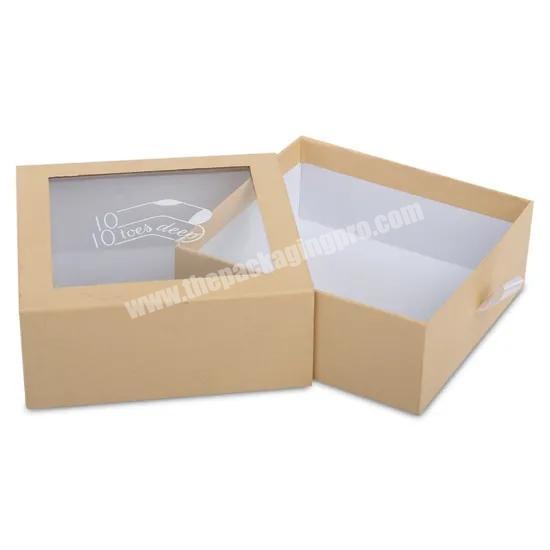 Eco Friendly Recycle Pull out Baby Shoes Socks Packaging Drawer Clear PVC Window Paper Gift Box