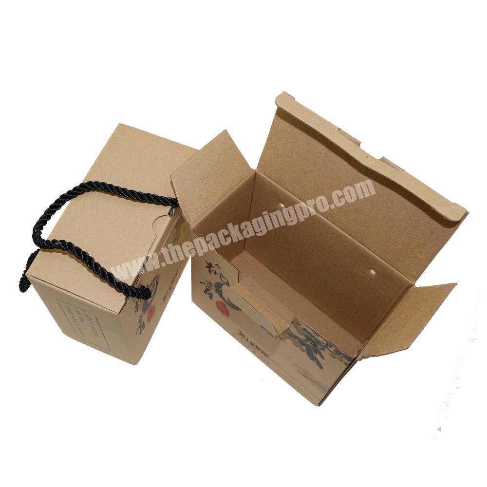 Eco-Friendly recycled brown kraft paper carton box packaging corrugated shipping box with handle