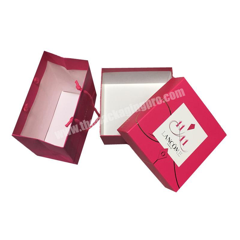 Eco friendly rigid cosmetic manufacturer custom red packaging boxes and bags