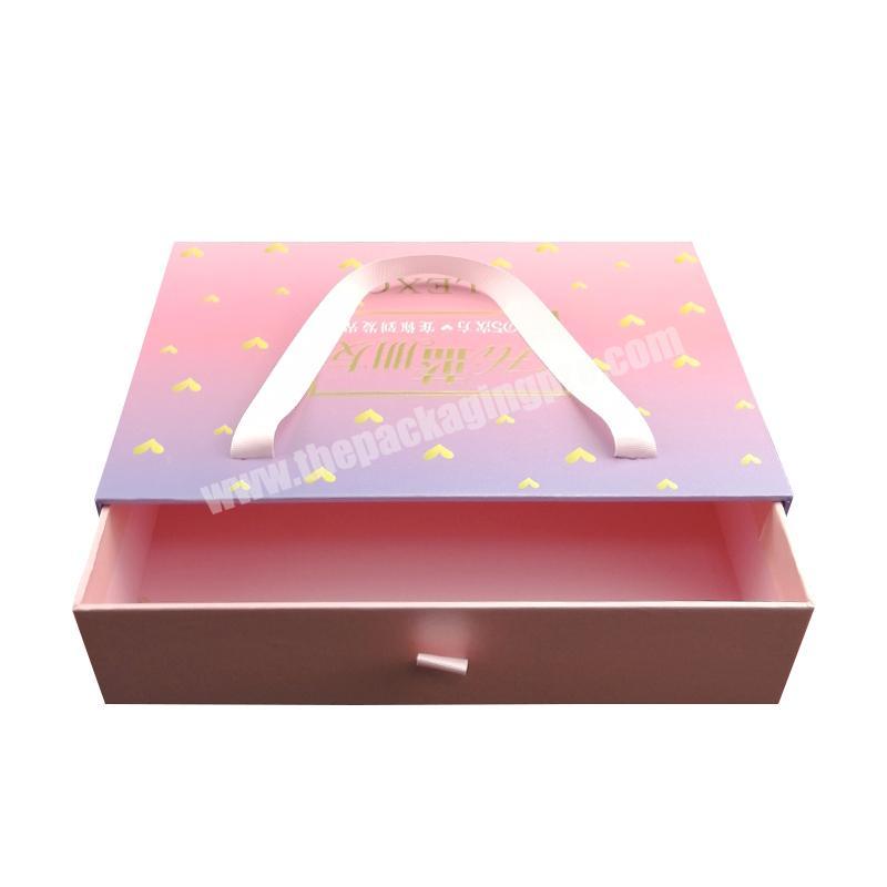ECO-Friendly Specialty Pearl Paper Cardboard Gift Box with Carry Handle