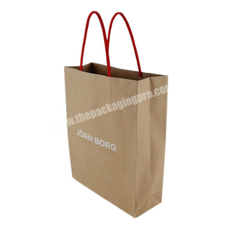 Eco-friendly strong brown kraft paper carrier take away bags with handles