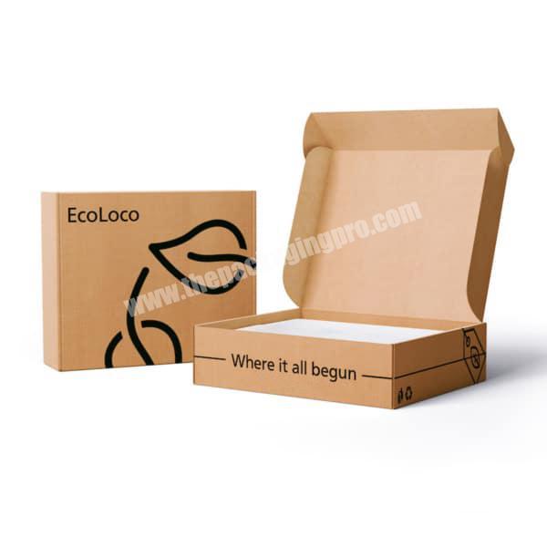 Eco square custom clothing shipping box corrugated mailing box kraft box packaging