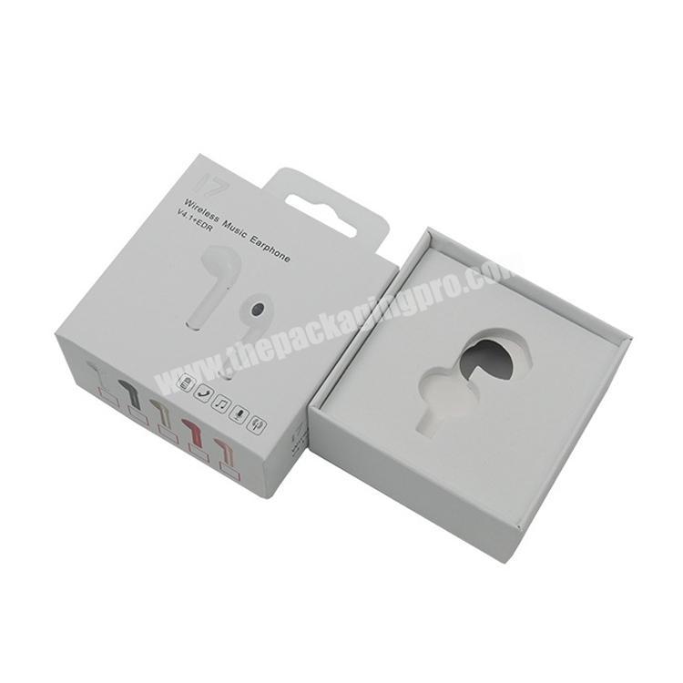 electronic headset box free sample earphone packaging box with paper insert and hanger