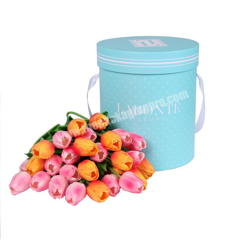 Elegant blue color flower cylinder packaging box design