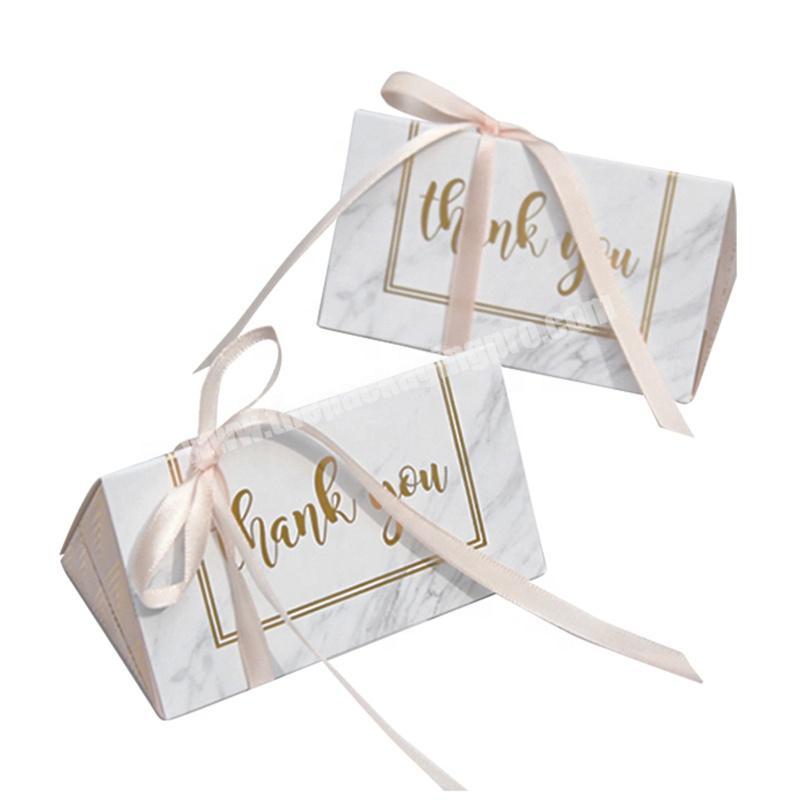 Elegant cardboard gift box wedding candy box with ribbon