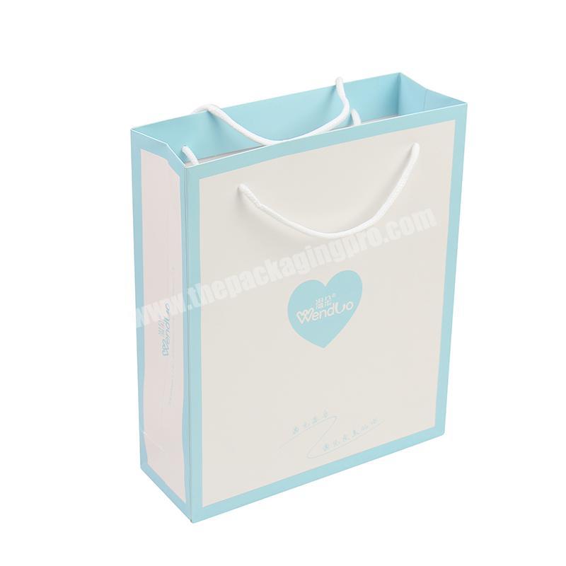 Elegant Customized Brand Logo Luxury Boutique Shopping White Paper Gift Tea Package Paper Bags With Ribbon Handles