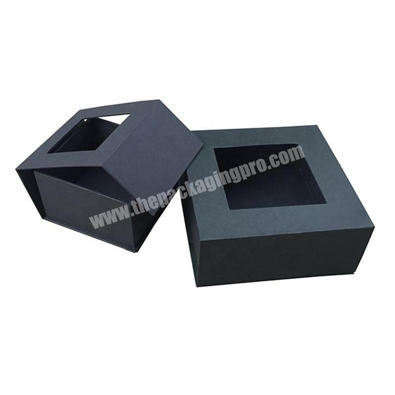 Elegant folding magnetic closure paper gift box with clear pvc window