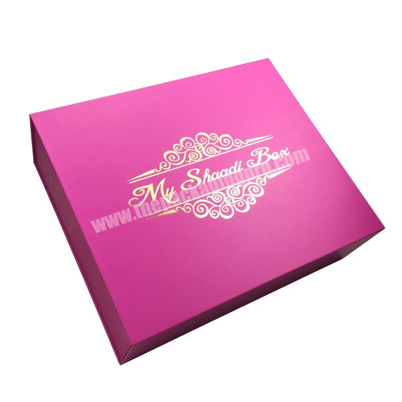 Elegant Handcraft Light Pink Foldable Paper Box With Gold Foil Logo
