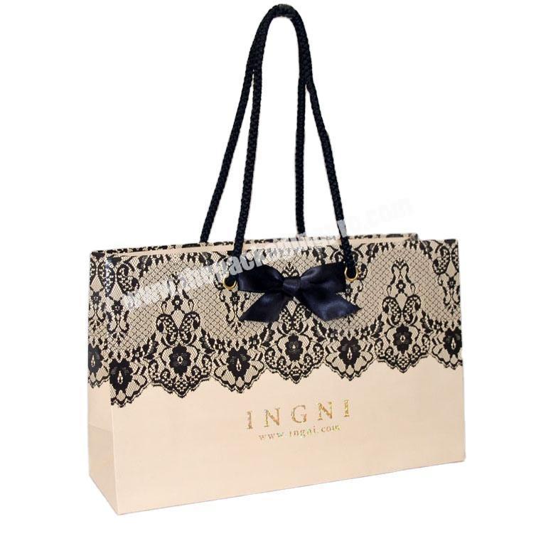 elegant lace clothing shop branded paper bag with logo print