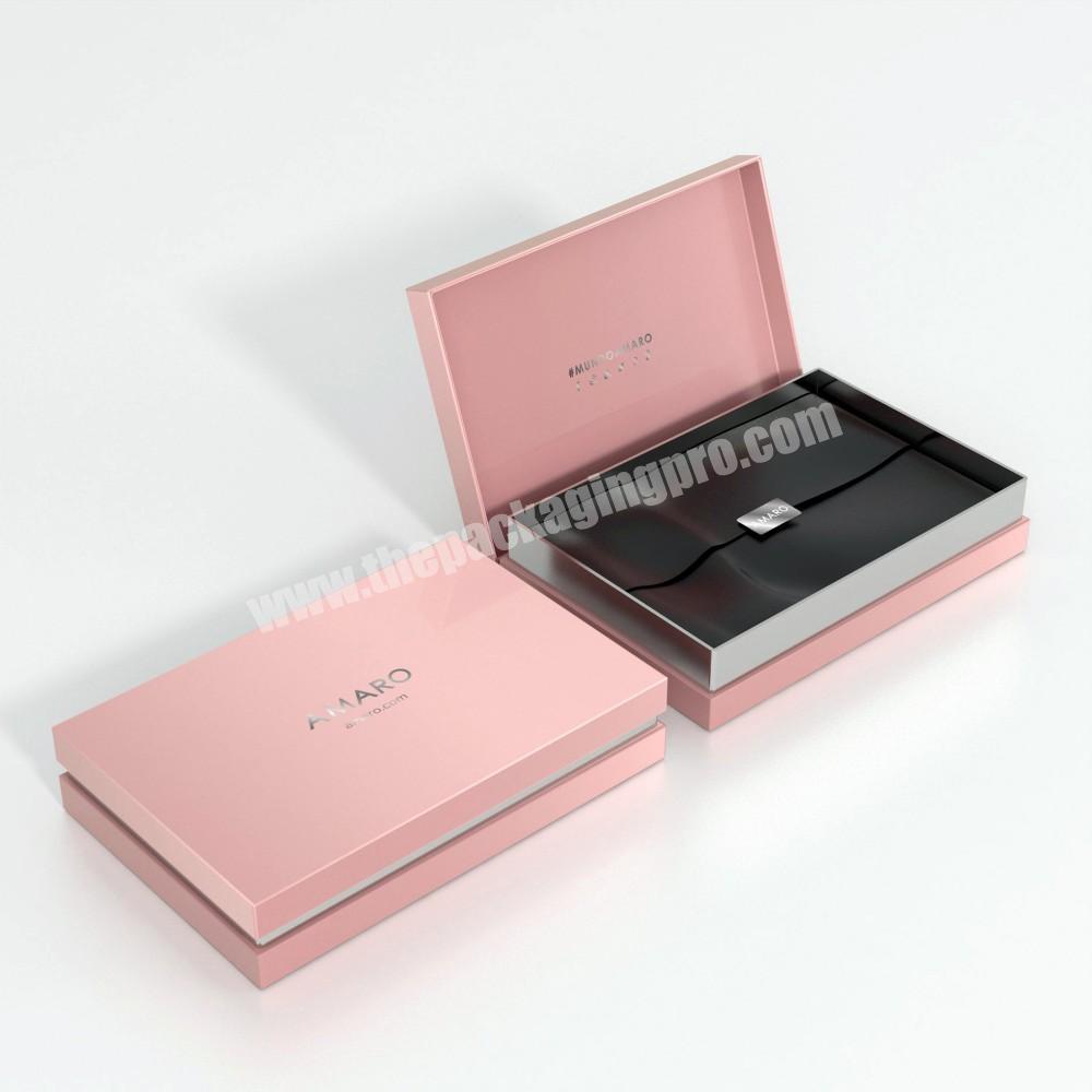 elegant pink custom base and lid with silver tray gift boxes for scarf