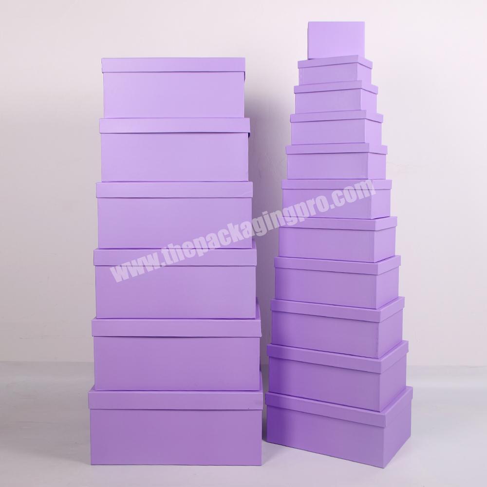Elegant Pure Color Rectangle Cardboard Gift Box Set With Lid