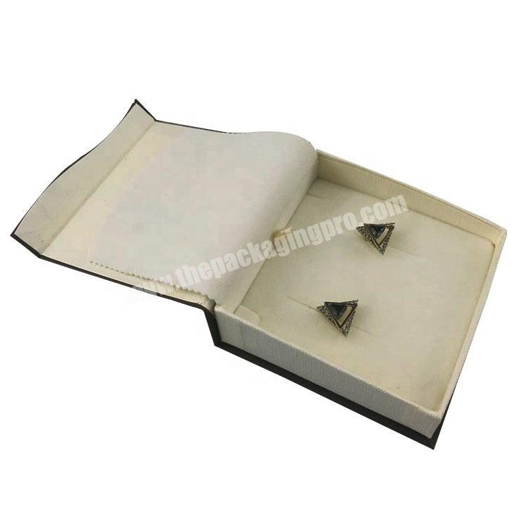 Embossing paper magnetic irregular flap cover earring gift box with protective velvet cover