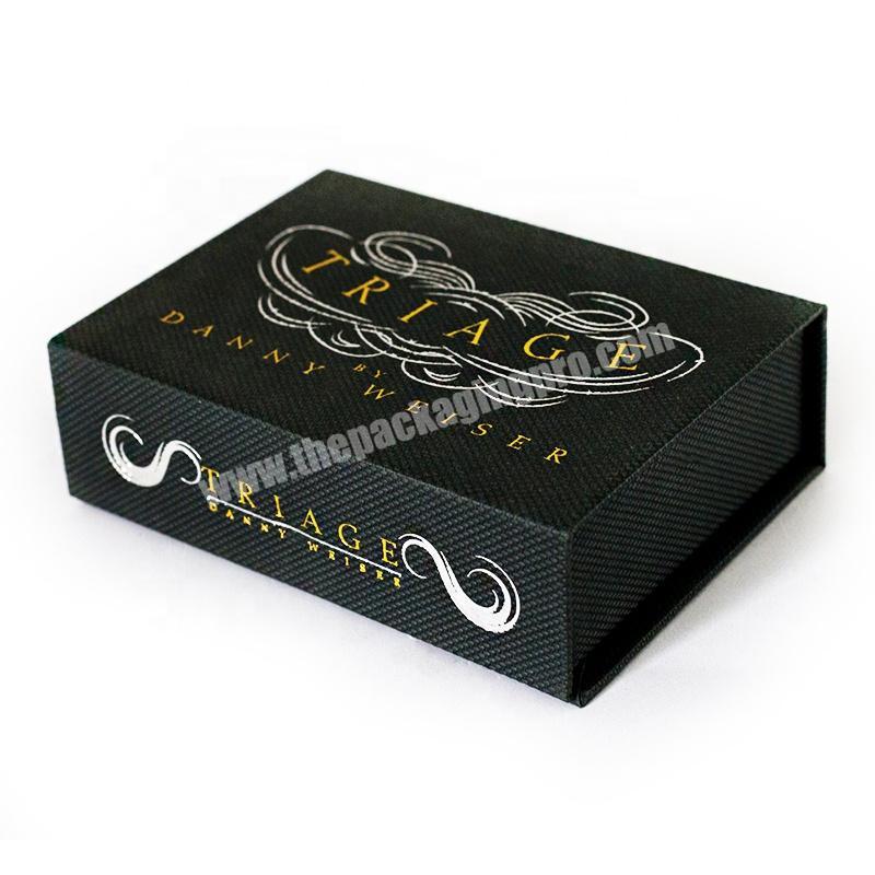 Embossing texture paper custom logo black gift cardboard paper box magnetic