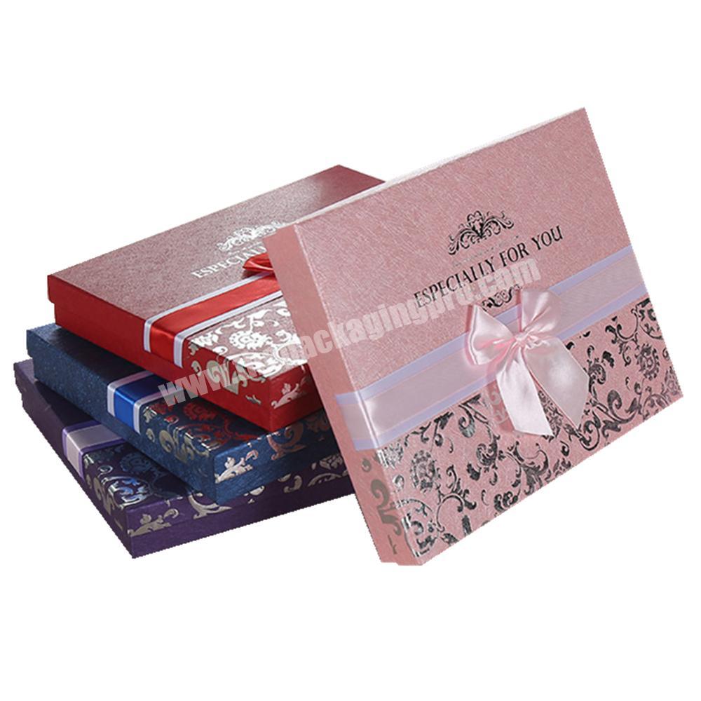 Empty chocolate truffle box sweet candy gift boxes with silk ribbon bow