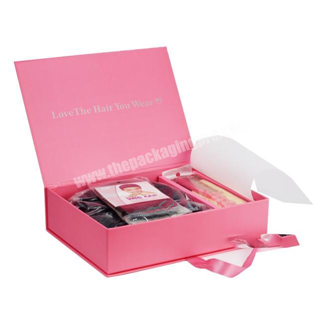empty luxurious personalized logo pink glitter custom hair box