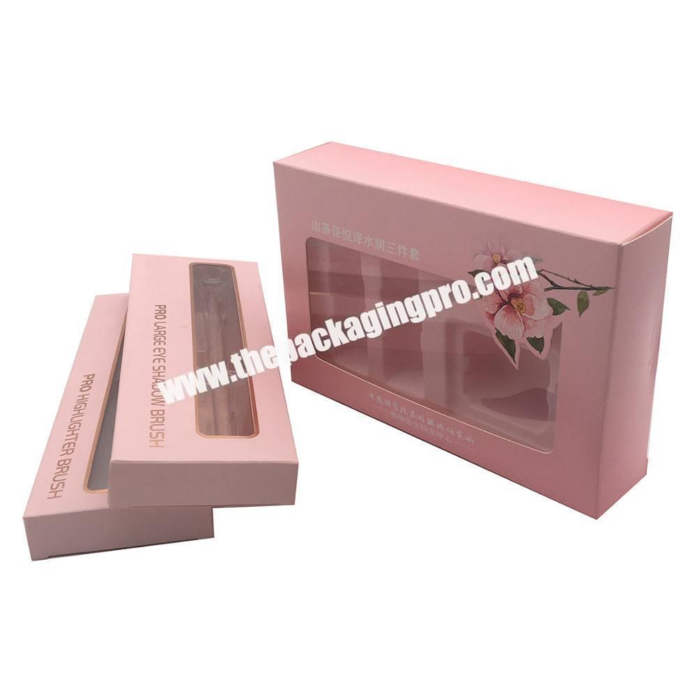 Empty Make Up Product Packaging Paper Custom box with window for cosmetic powder