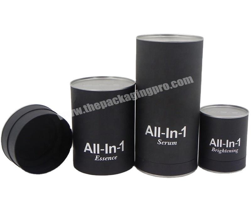 EVA Bottom Perfume Packaging Black Tube Cosmetics Packing Paper Cans with Long Top Lids