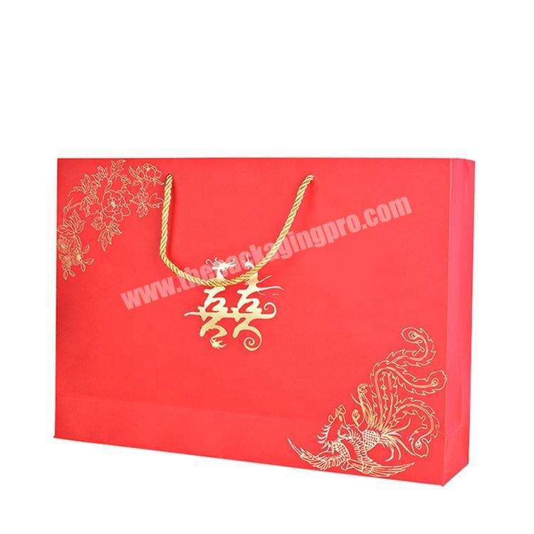 Excellent Quality Promotional paper shopping bag LOGO Customized Luxury reusable shopping bag with ribbon handle