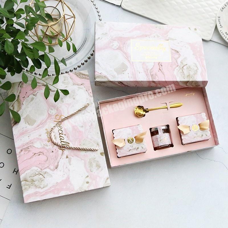 Exquisite sweet packaging for wedding with gold stamping logo gift packing box