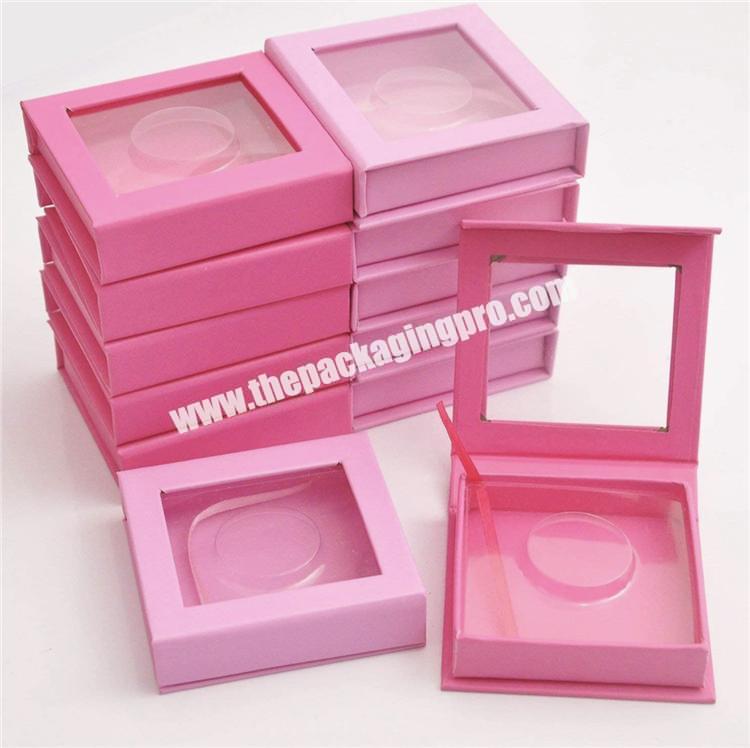 Eyelash packaging boxes square shape custom wholesale empty pink eyelash box packaging