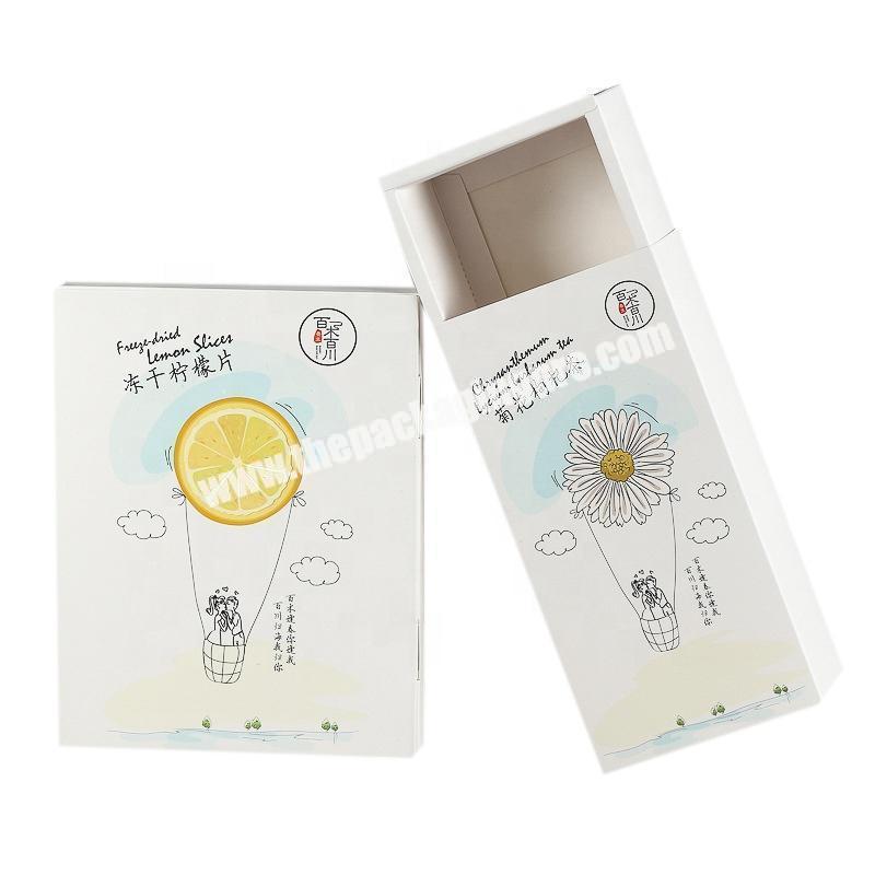 Factory Custom Cheap Cardboard Scented Tea Packaging Box Gift Carton Boxes Printing Drawer Tea Packing Box For Lemon Slice