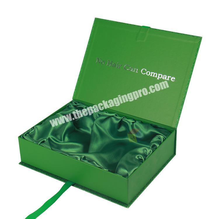 factory custom glitter paper luxury hair extension packaging box