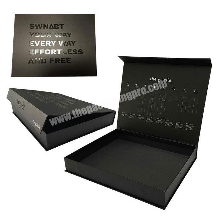 Factory custom logo black paper packing luxury folding magnetic gift box wholesale glossy logo boxes