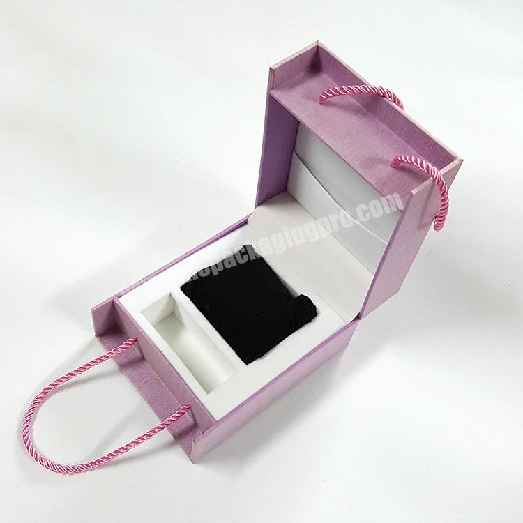 Factory Custom New Design Pink Paper Portable Jewelry Packaging Box,