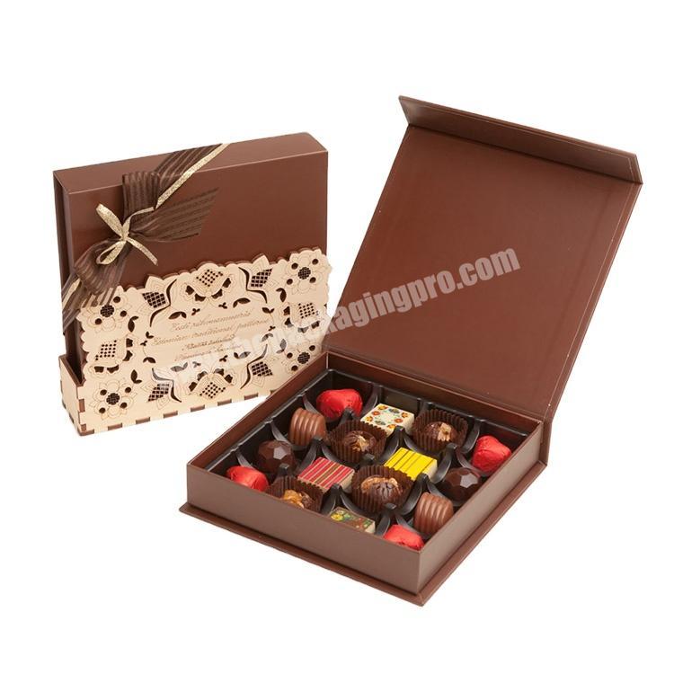 Factory Custom Packaging Chocolate Window Wooden Candy Chocolate Window Candy Box Pull-Out Drawer With Clear Lid