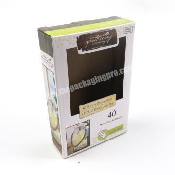 Factory Custom Printed LED String Lights Packaging Corrugated With Window Paper Boxes