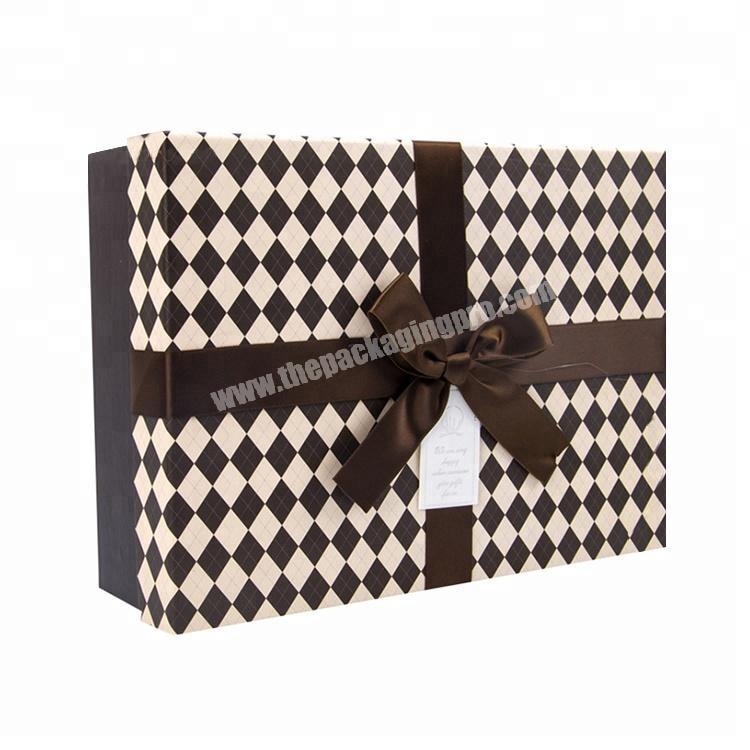 Factory custom printing gift box with lid and ribbon