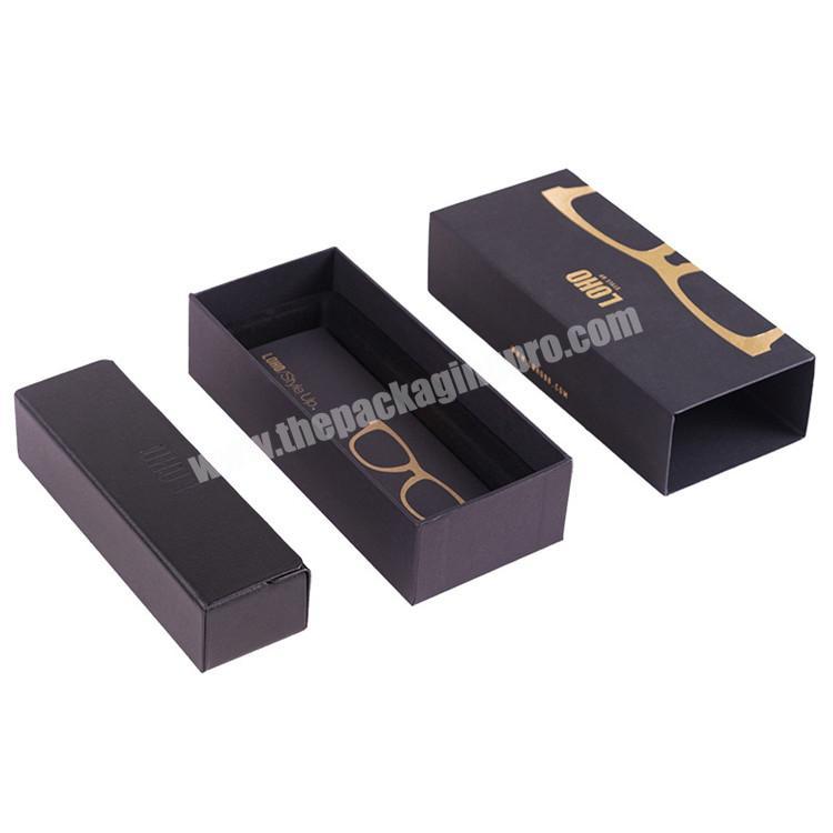 Factory Custom Rigid Cardboard Paper Eyewear Packaging Boxes Hot Stamping and UV Glasses Drawer Gift Packing Box