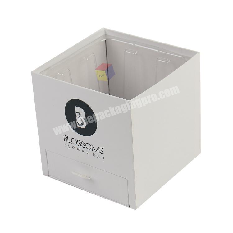 factory custom white cardboard square rose packing paper flower box