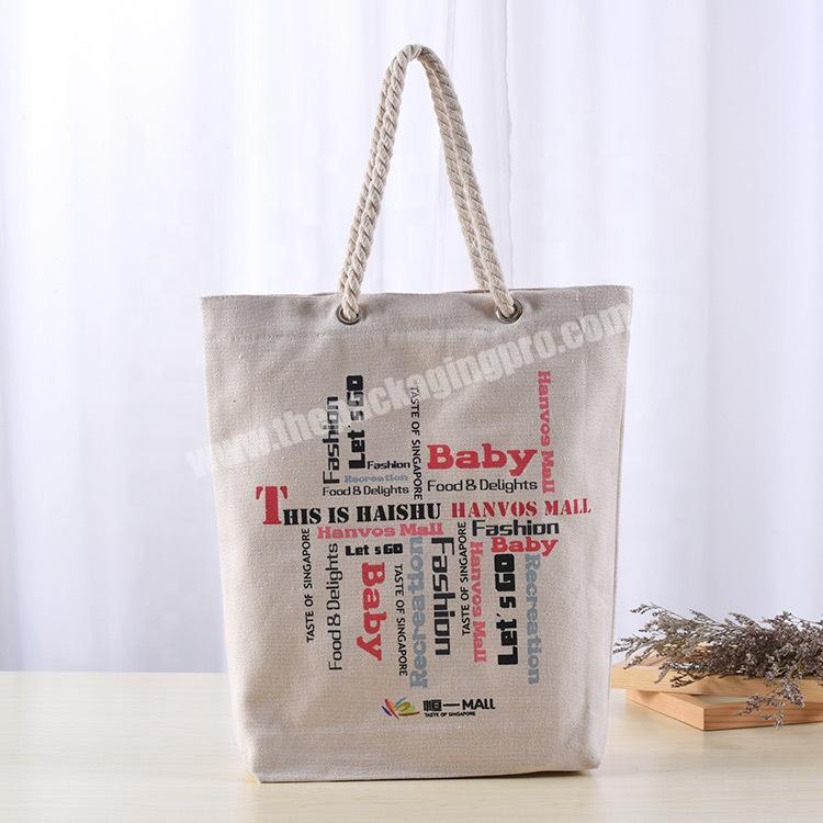 Factory Customized blank cotton canvas hemp rope portable shopping bag