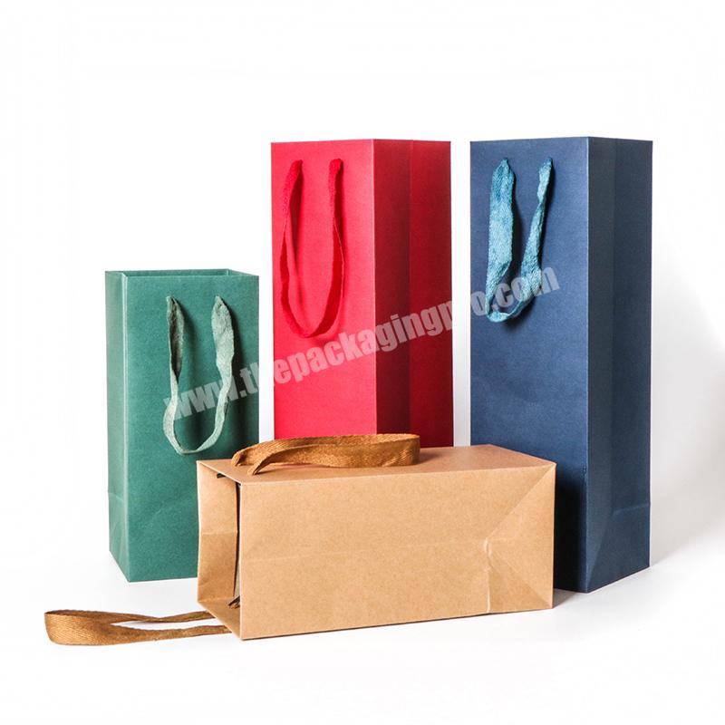Factory customized packaging bags paper gift box with string for red wine oil champagne bottle carrier gift holder wine packing