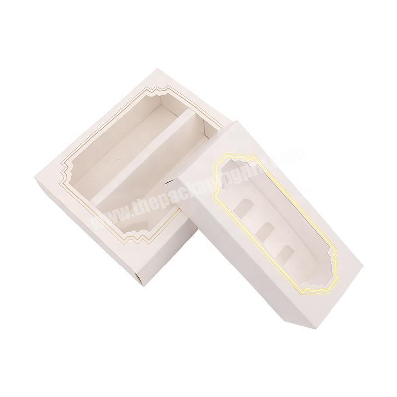 Factory Customized Recycled Foldable Kraft Paper Macaron Food Packaging Box With Pvc Window