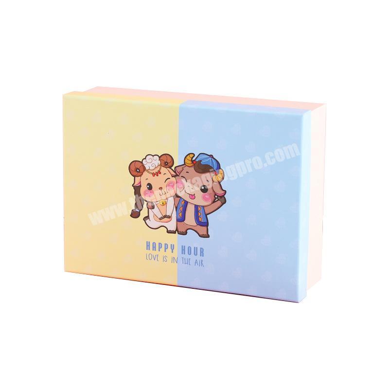 Factory customized two-color style rigid cardboard lift cover pink gift box carton luxury children toy gift packaging box