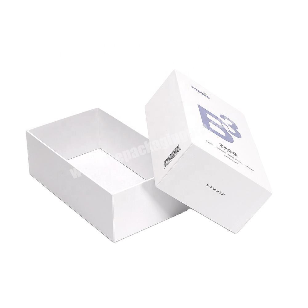 Factory Direct Custom Wholesale UV Logo Recyclable 2 Pieces Cardboard Packaging Lid and Base White Phone Paper Gift Box