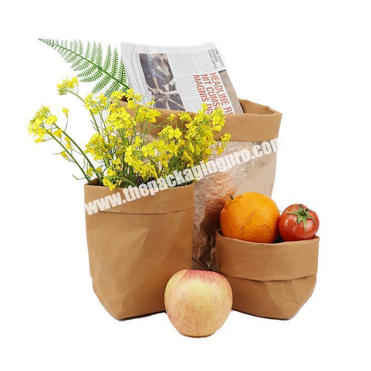 Factory Direct Sale Professional Customized  Washable Eco-friendly Kraft Paper Bag Storage Bag For Flowers And Food