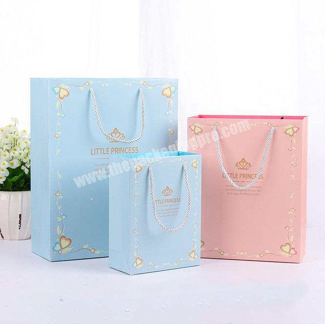 Factory direct selling pink and blue two colors optional princess paper handbag can be customized