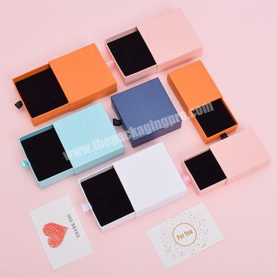 Factory Direct Simple Ring Box Can Be Customized Jewelry Box Necklace Earring Drawer Type Paper Box