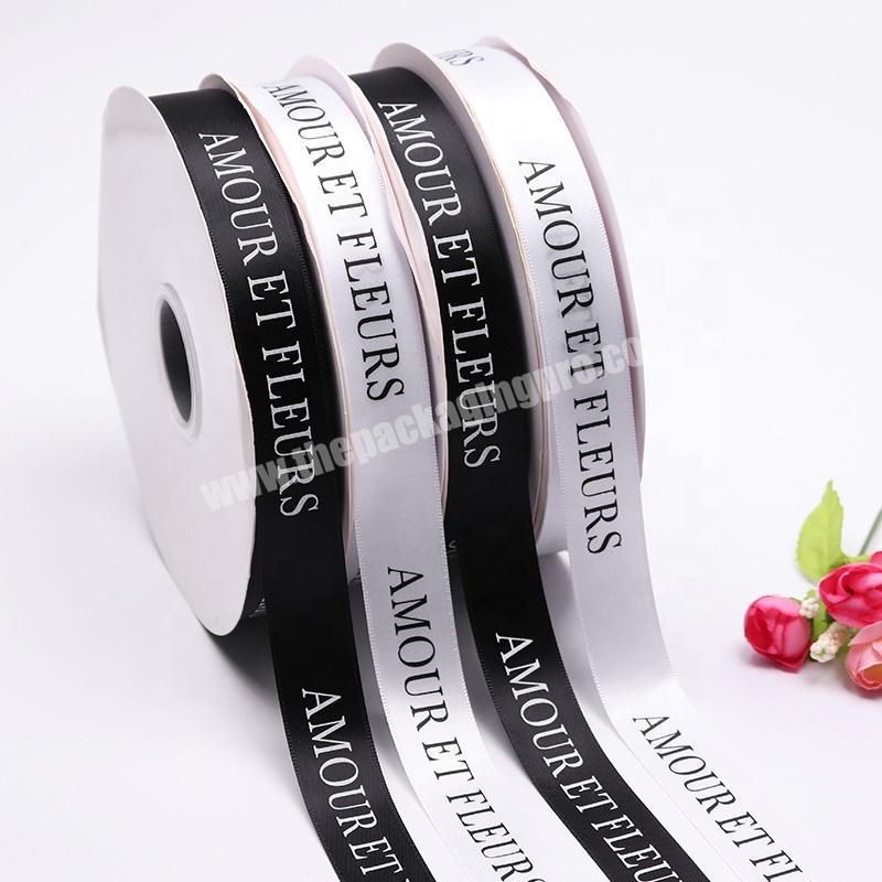 factory direct wholesale ribbon 3cm Custom printed polyester ribbon with black white logo ribbon
