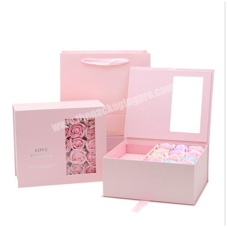 factory directly luxury gift packaging pink flower box