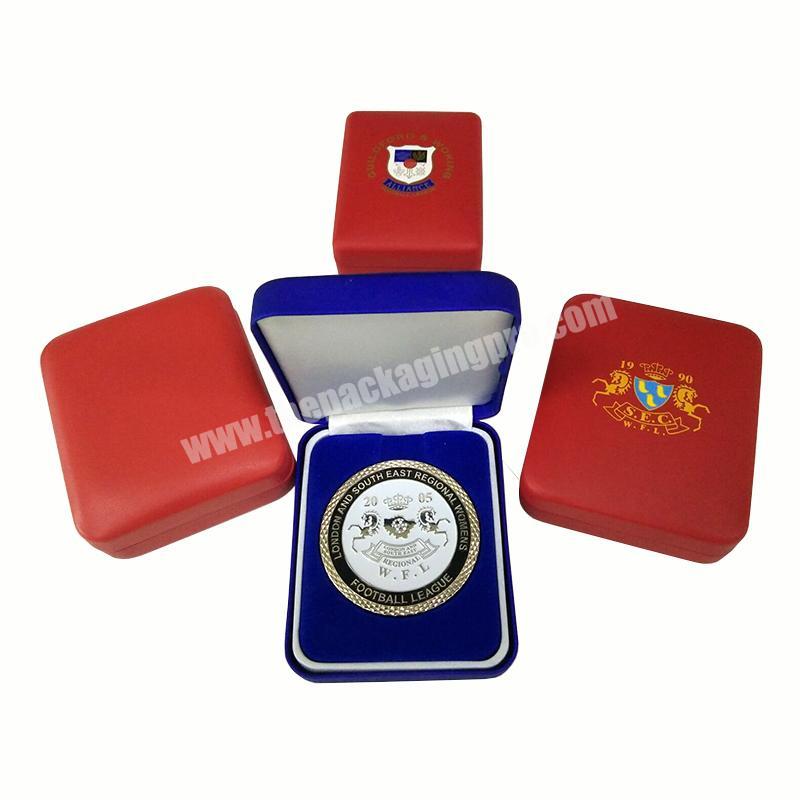 Factory Directly Sale Metal PU Leather Badge Git Box With Plastic Padded,Accept Logo Print.