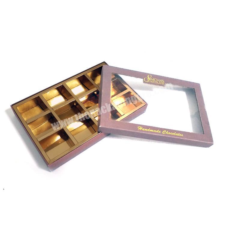 Factory high end custom clear window chocolate box luxury packaging