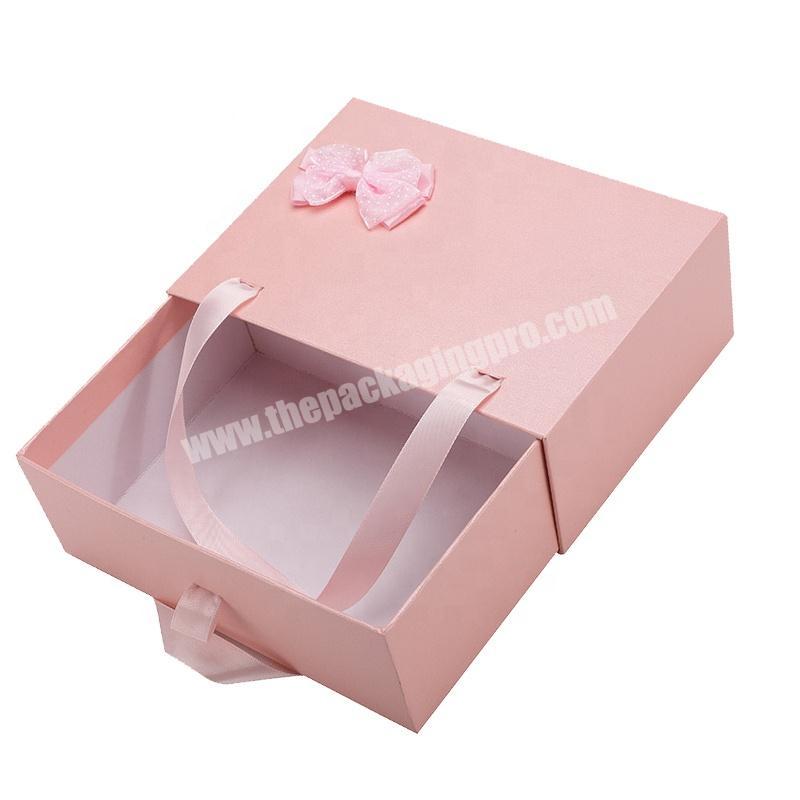 Factory high quality gift bags packaging suitcase drawers wedding keepsake box with ribbon