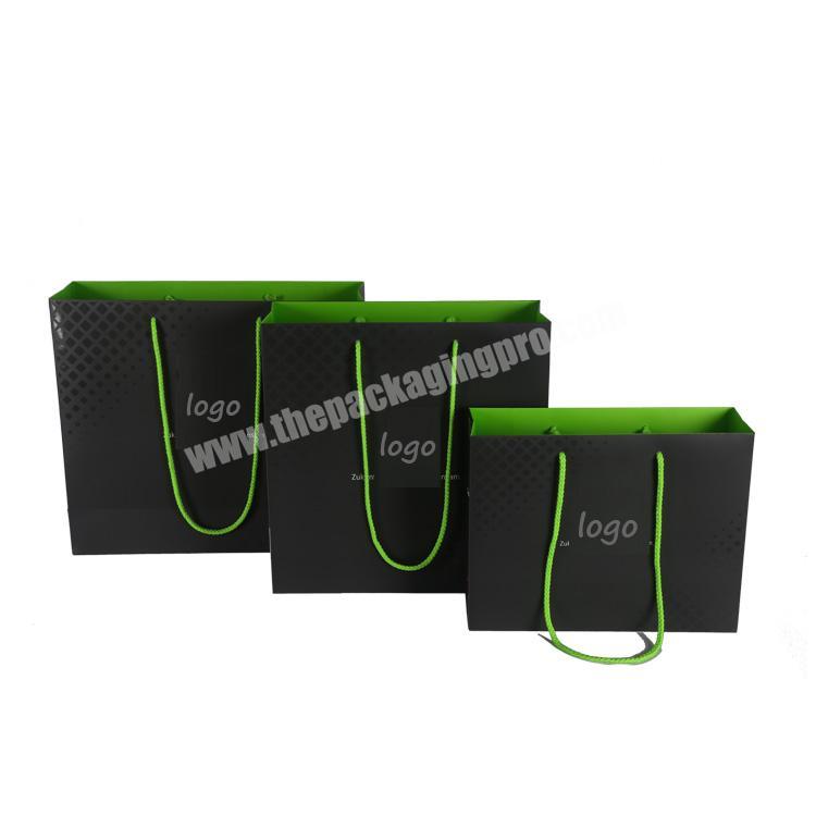 Factory high quality luxury printing black paper bag for shopping