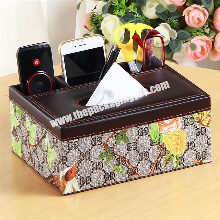 Factory Hot Selling Table Decorations Home Hotel Leather Tissue Boxes With Storage